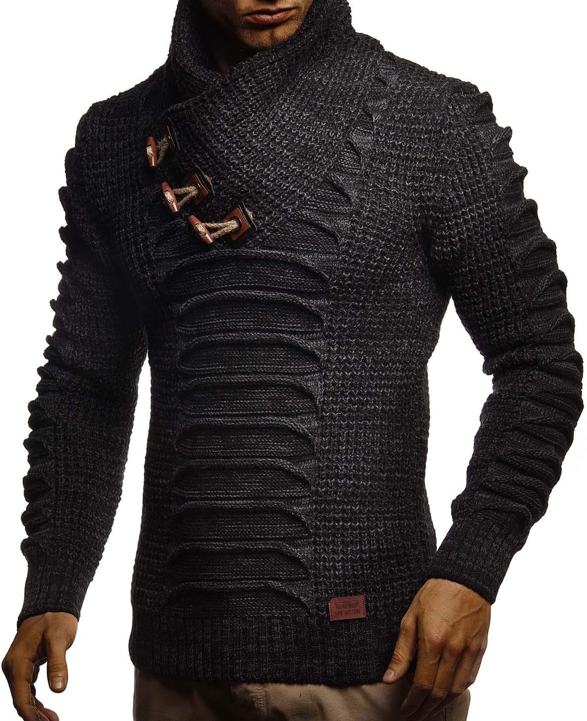 Thumbnail 6 de Pull Leif Nelson col châle noir