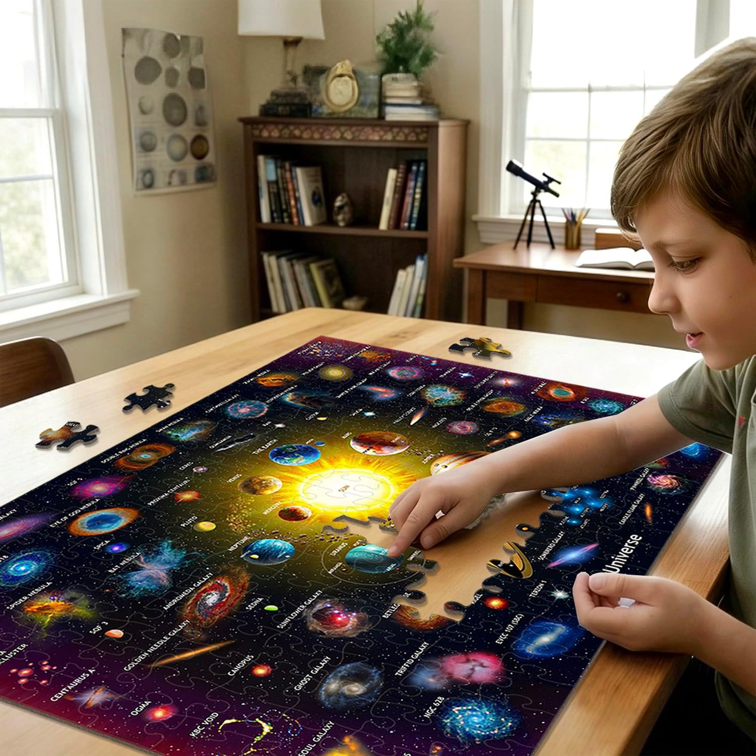 Detalle de GWXWU GW007 200-Piece Solar System Jigsaw Puzzle for Kids, Cardboard