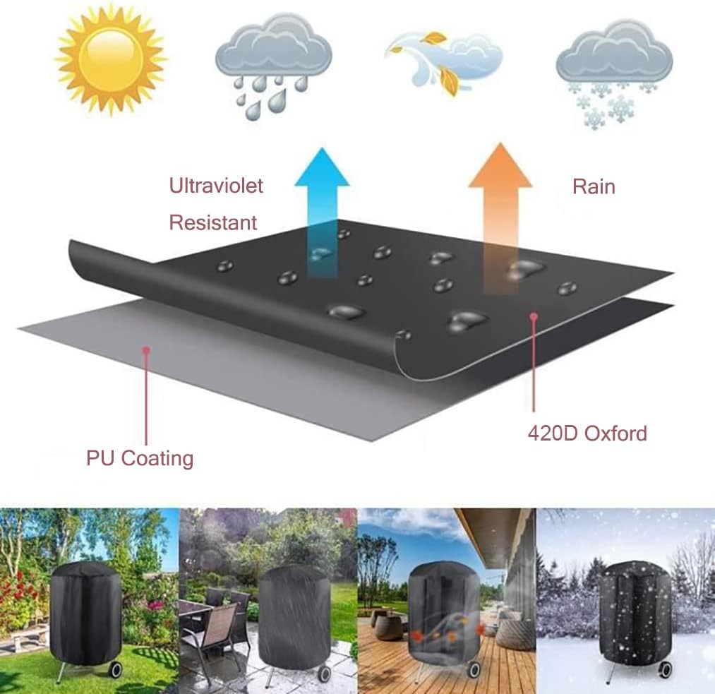 Thumbnail 2 de PATIO PLUS Kettle BBQ Cover Round – Durable 420D Oxford Cover for Weber, Char Broil and More