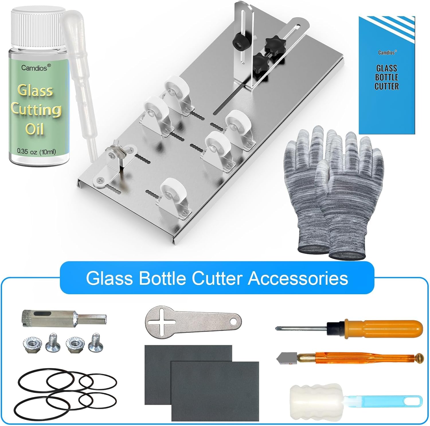 Thumbnail 4 de Glasschneider für Flaschen – verbessertes Modell mit 5 Stützrädern, Diamantkarbidklingen und Glasöl