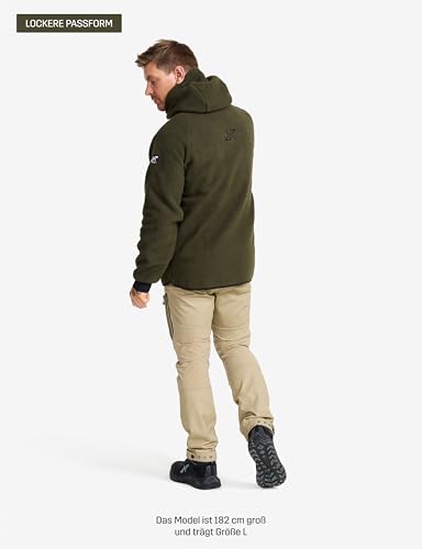 Detalle de RevolutionRace Sherpa Hoodie Herren – Outdoor Fleecejacke Forest Night, Größe L