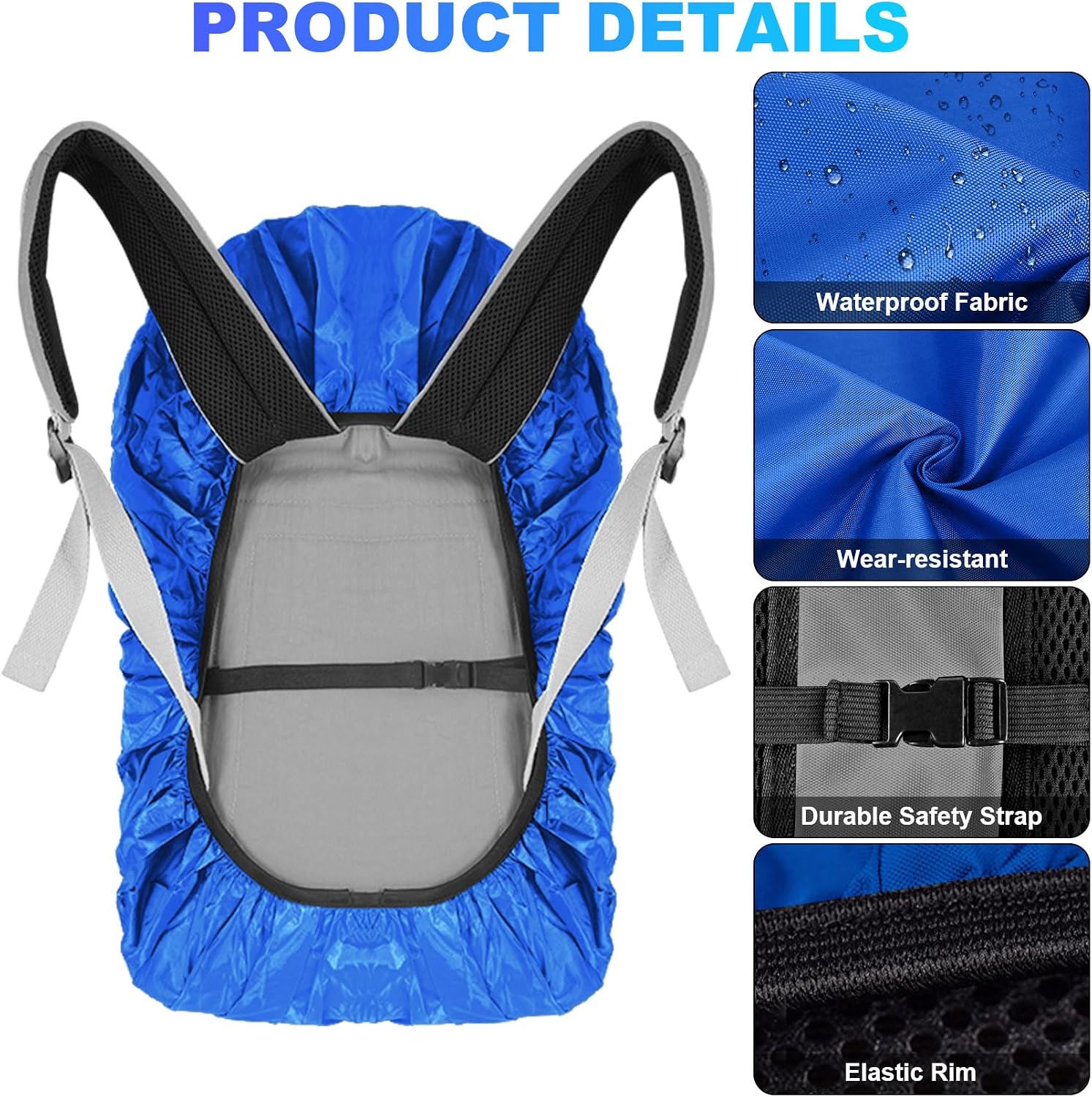 Detalle de LAMA Waterproof Rain Cover for Backpack – Reflective rucksack cover for hiking, travel & commuting