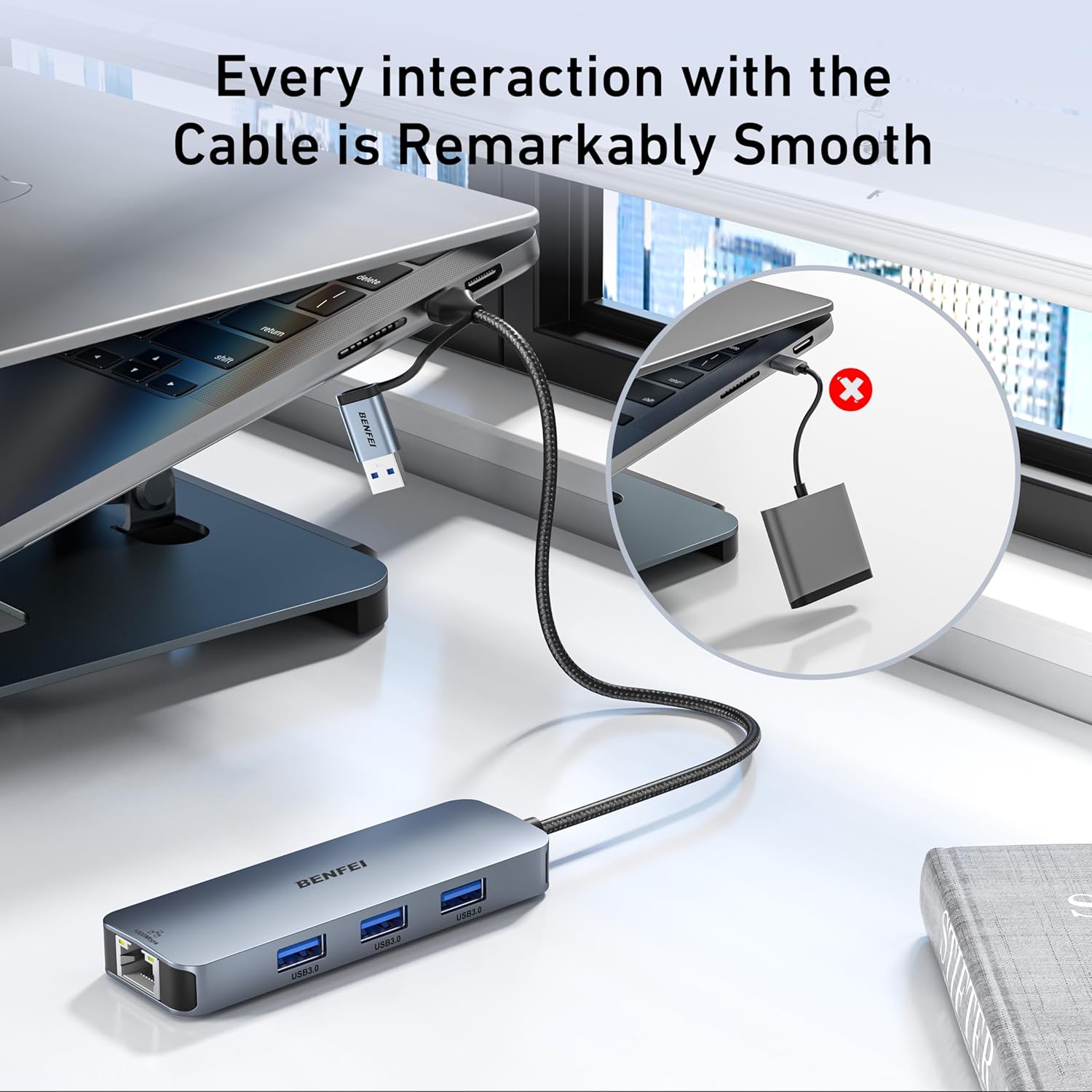Detalle de BENFEI Adaptador USB-C a Gigabit Ethernet 1 Gbps