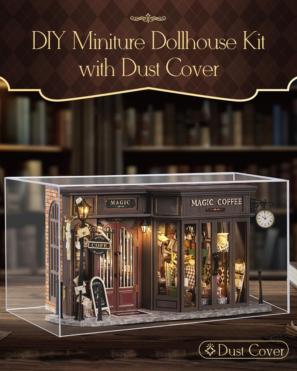 Thumbnail 2 de CUTEBEE – Kit de maison de poupée à monter soi‑même, café rétro en bois 3D