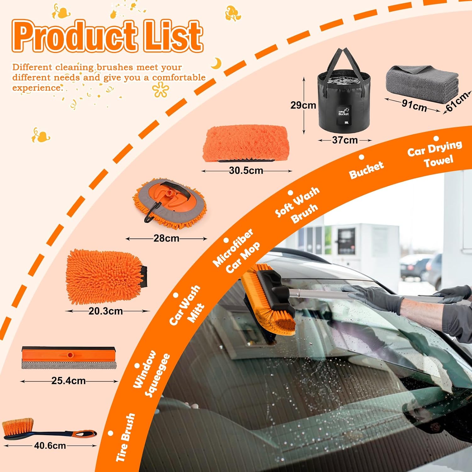 Thumbnail 1 de LAANPOLE 3.6m Car Wash Brush Long Handle – All-in-One Cleaning Kit