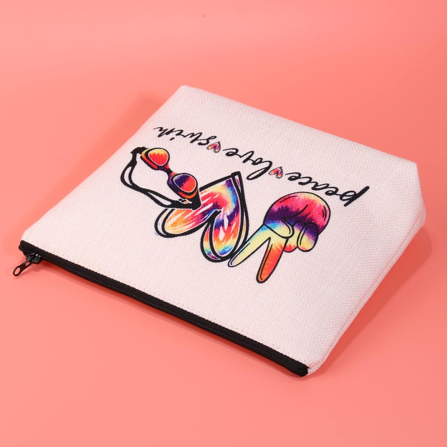 Thumbnail 4 de Peace Love Swim Makeup Bag by Funny Swimming Gift – Canvas Pouch with Zipper