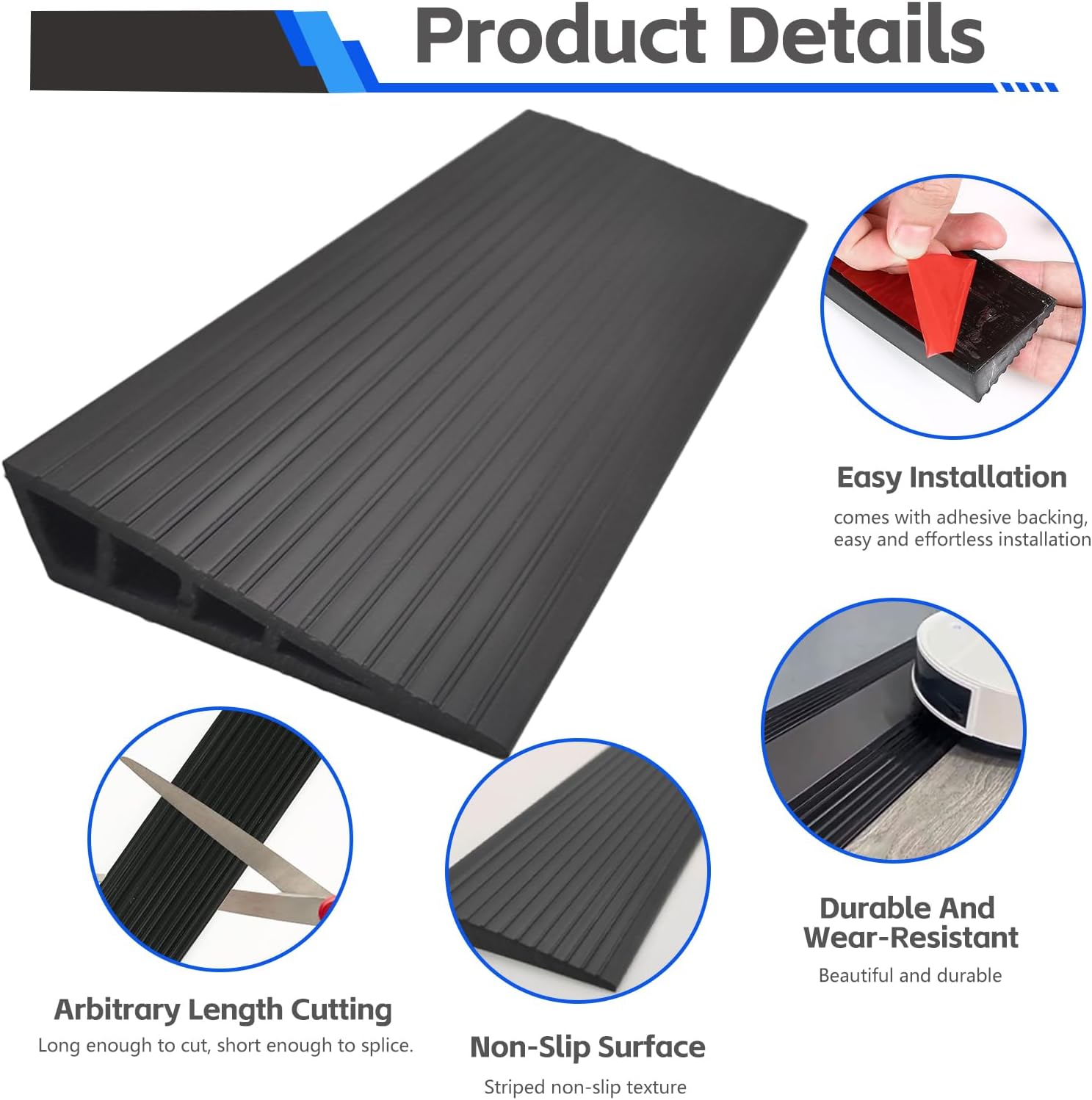 Detalle de MHYMX CLDE00222 drempelhelling van PVC, 100 x 8 x 2 cm, antislip