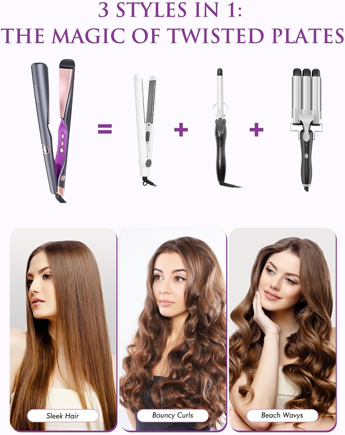 Detalle 2 de LANDOT 2-in-1 Hair Straighteners and Curler
