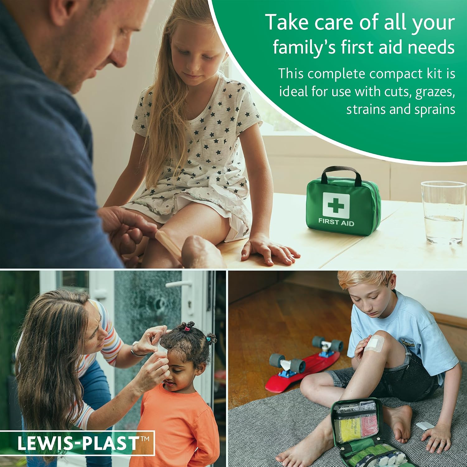 Detalle de Reliance Medical Lewis-Plast Premium Erste-Hilfe-Set mit 90 Teilen – für Zuhause, Büro, Auto & Reisen (grün)