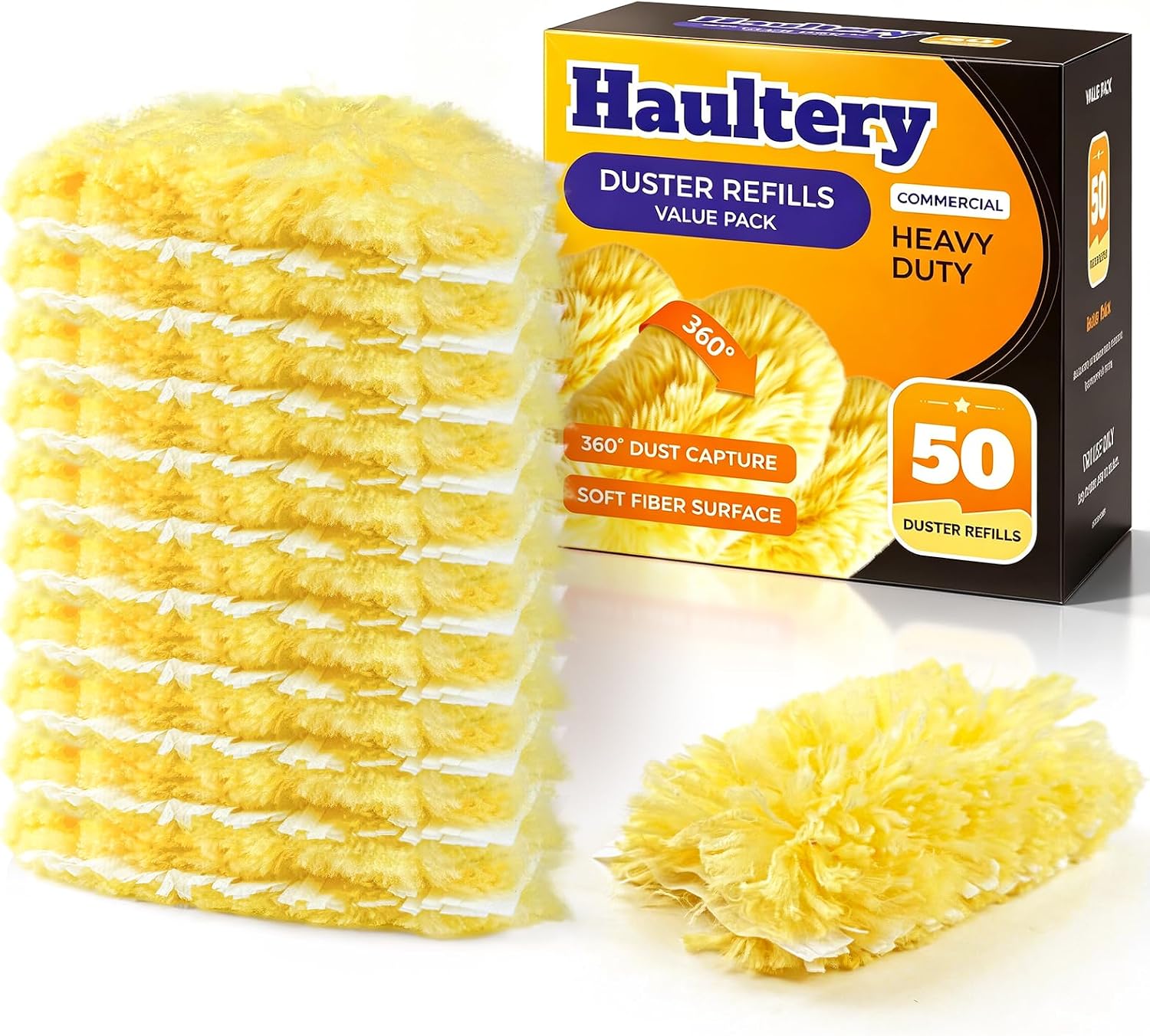 Detalle de Haultery 50-Count Heavy-Duty Microfiber Duster Refills, Unscented, 360°