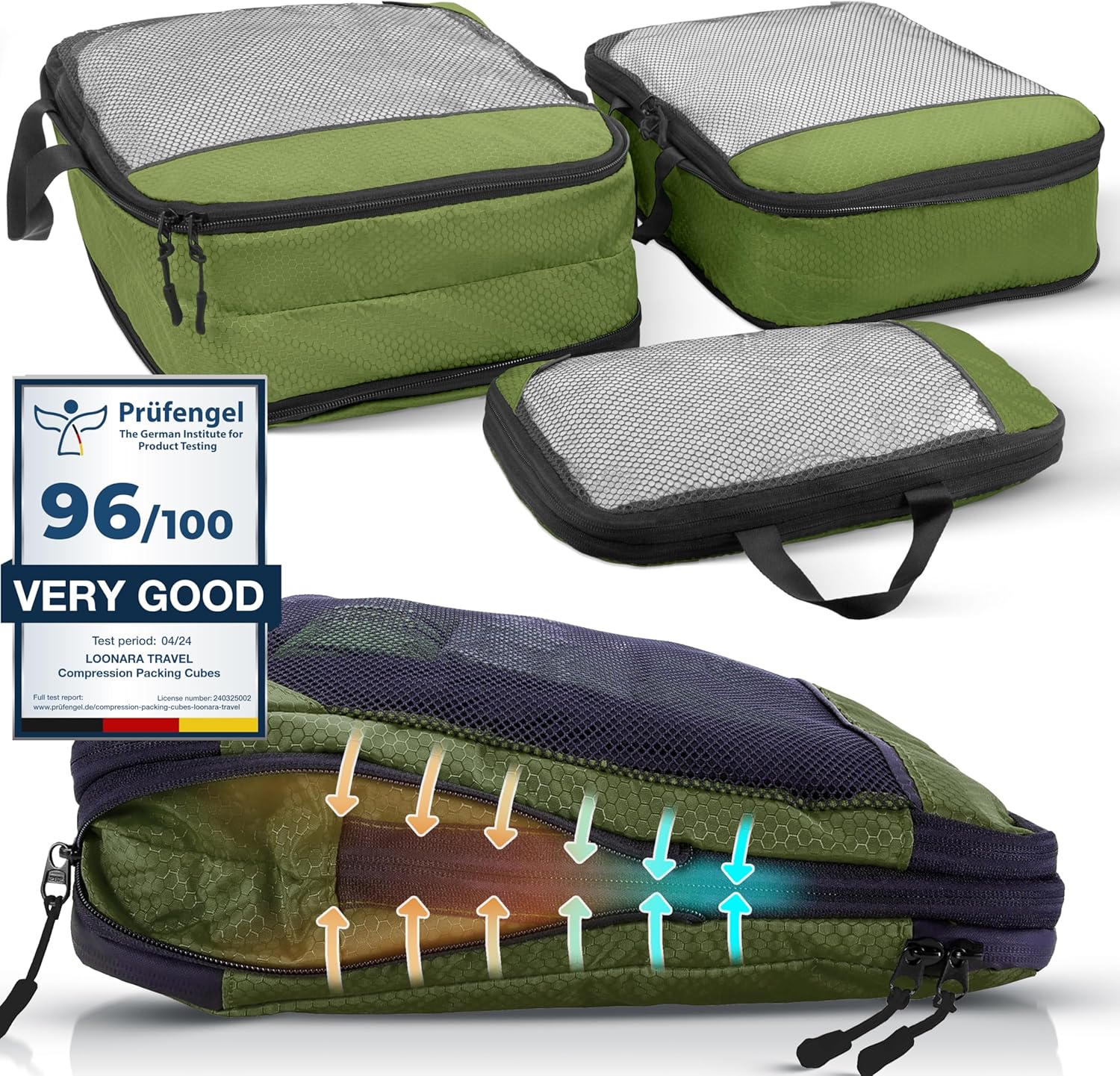 Detalle de Compression Packing Cubes for Backpack and Suitcase with Compression Cubes (3-pack) for Travel & Cruise Essentials