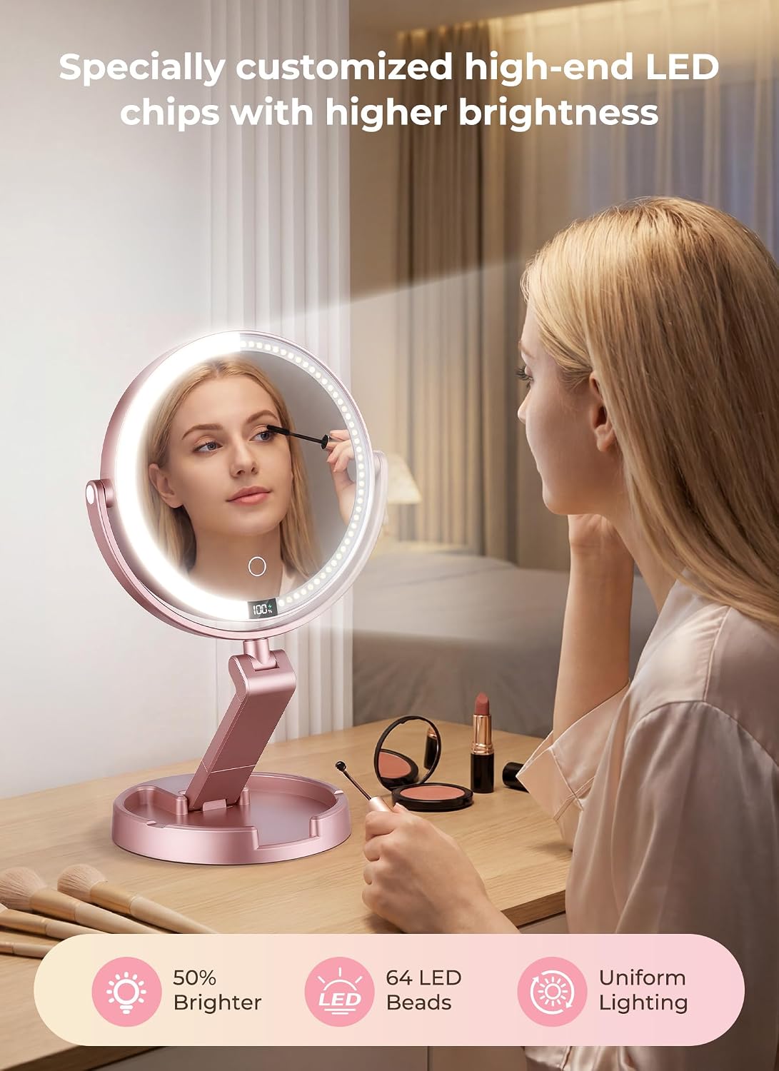 Detalle 2 de Lighted Makeup Mirror with 1X/10X Magnification