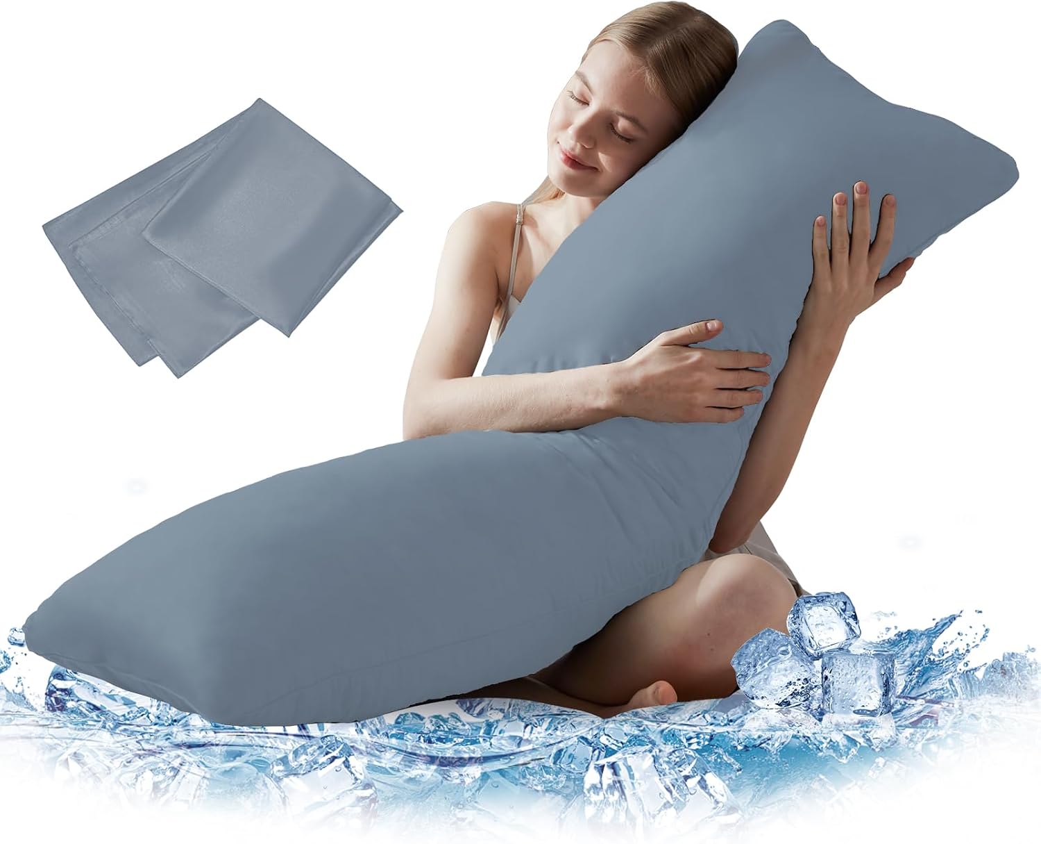 Detalle de DOWNCOOL 20 x 54-Inch Body Pillow with Cooling Cover, Soft Polyester Fill
