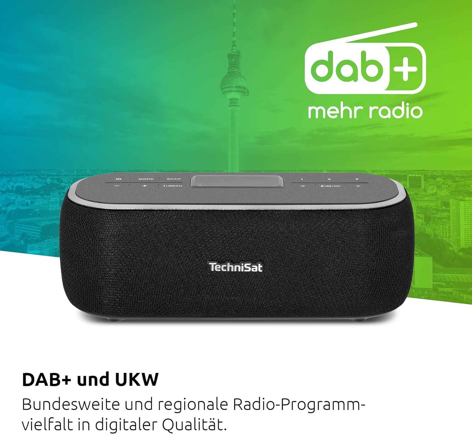 Thumbnail 1 de TechniSat VIOLA BT 1 tragbarer Bluetooth-Lautsprecher mit DAB+ Digitalradio, Wecktimer und AUX-in (6 W) schwarz/grau