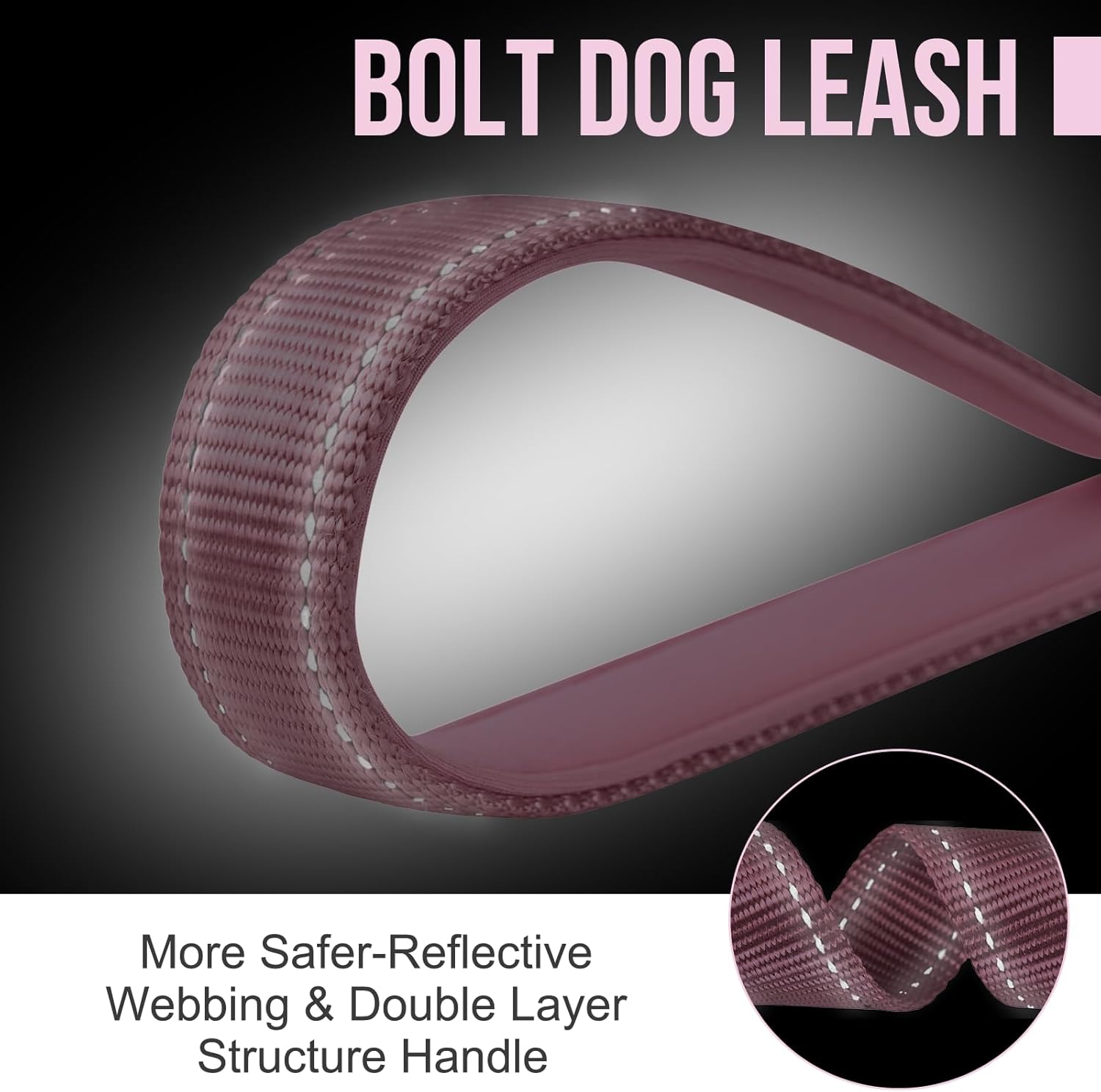 Thumbnail 3 de OneTigris short dog lead with padded handle (Pink, 20IN) – training traffic leash for medium to large dogs