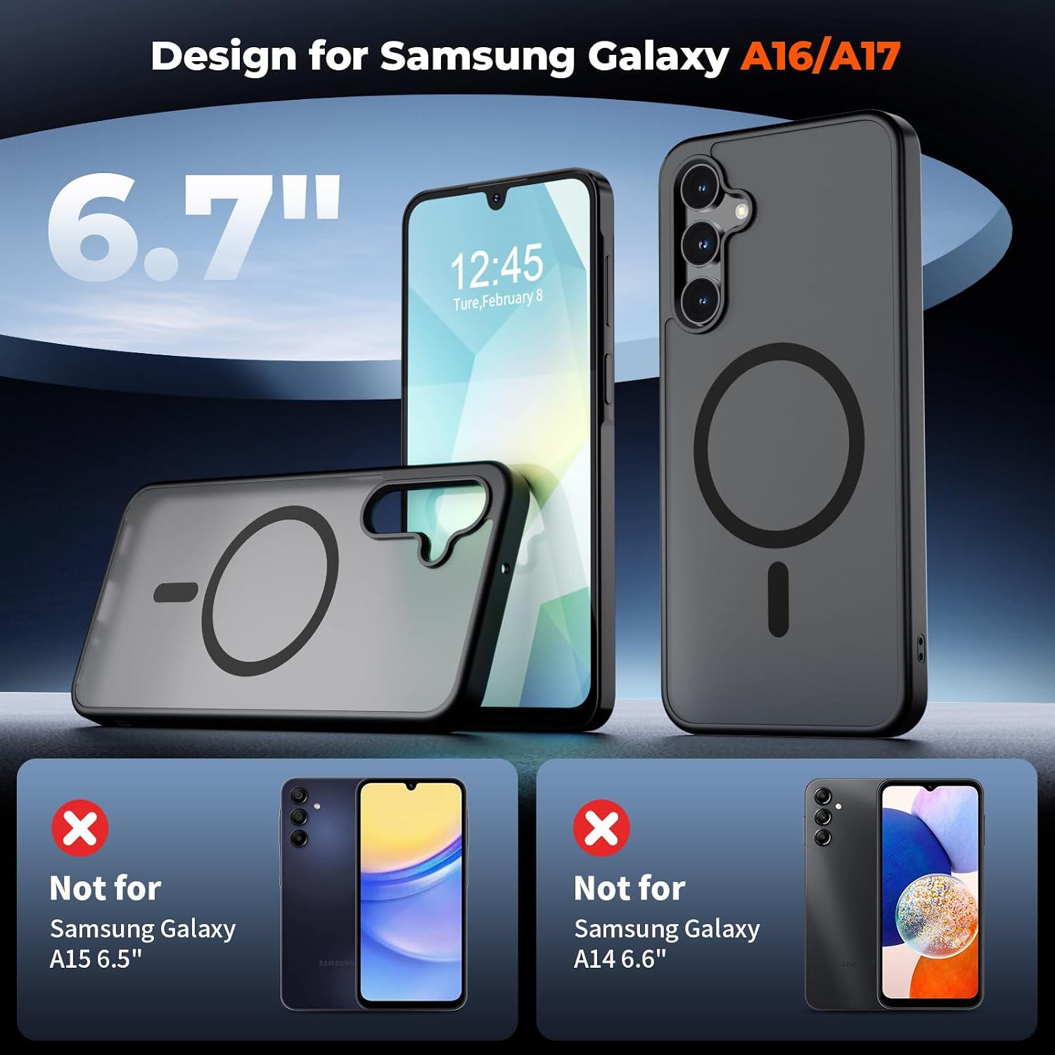 Thumbnail 1 de SUPFINE Magnetic Case for Samsung Galaxy A16 5G with Screen Protector — Slim, Shockproof & Mag-Driven