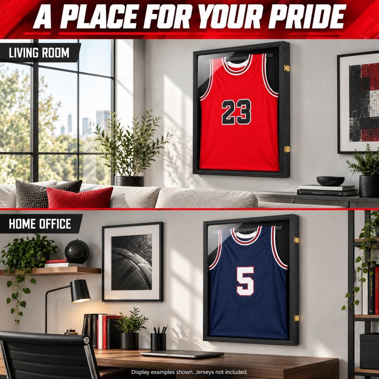Detalle de Jinchuan Large Jersey Display Case, Wood Frame, UV-Protection Acrylic, Locks