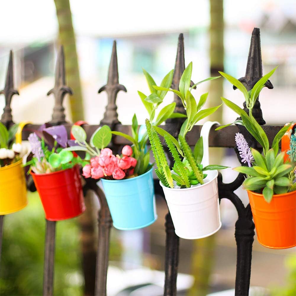 Thumbnail 4 de Trongle 10 Pack 12.5cm Metal Iron Hanging Plant Pots with Detachable Handle & Drainage Holes