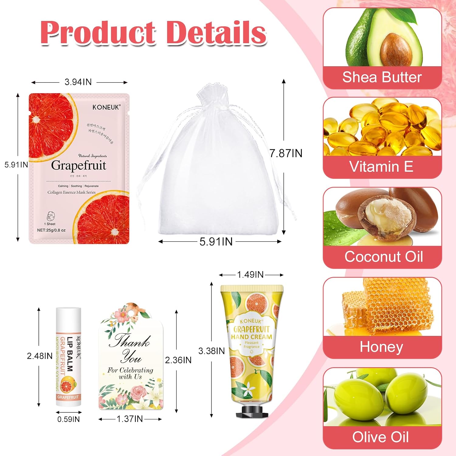 Detalle de KONEUK 30-Pack Bulk Facial Mask, Hand Cream & Lip Balm Sets for Easter Baskets, Teachers, Nurses & More