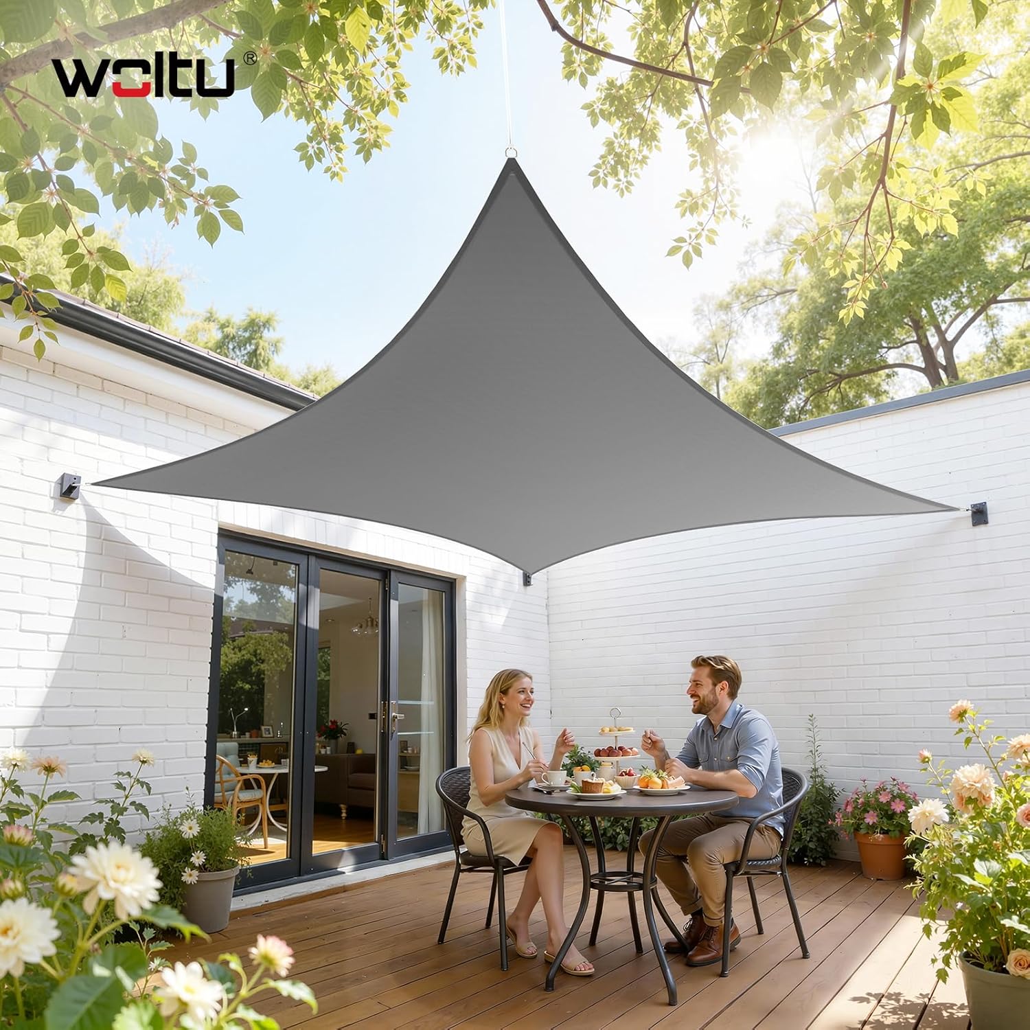 Thumbnail 1 de WOLTU Sonnensegel Rechteck 4x6 m grau – wasserabweisend mit UV-Schutz für Garten, Terrasse & Camping