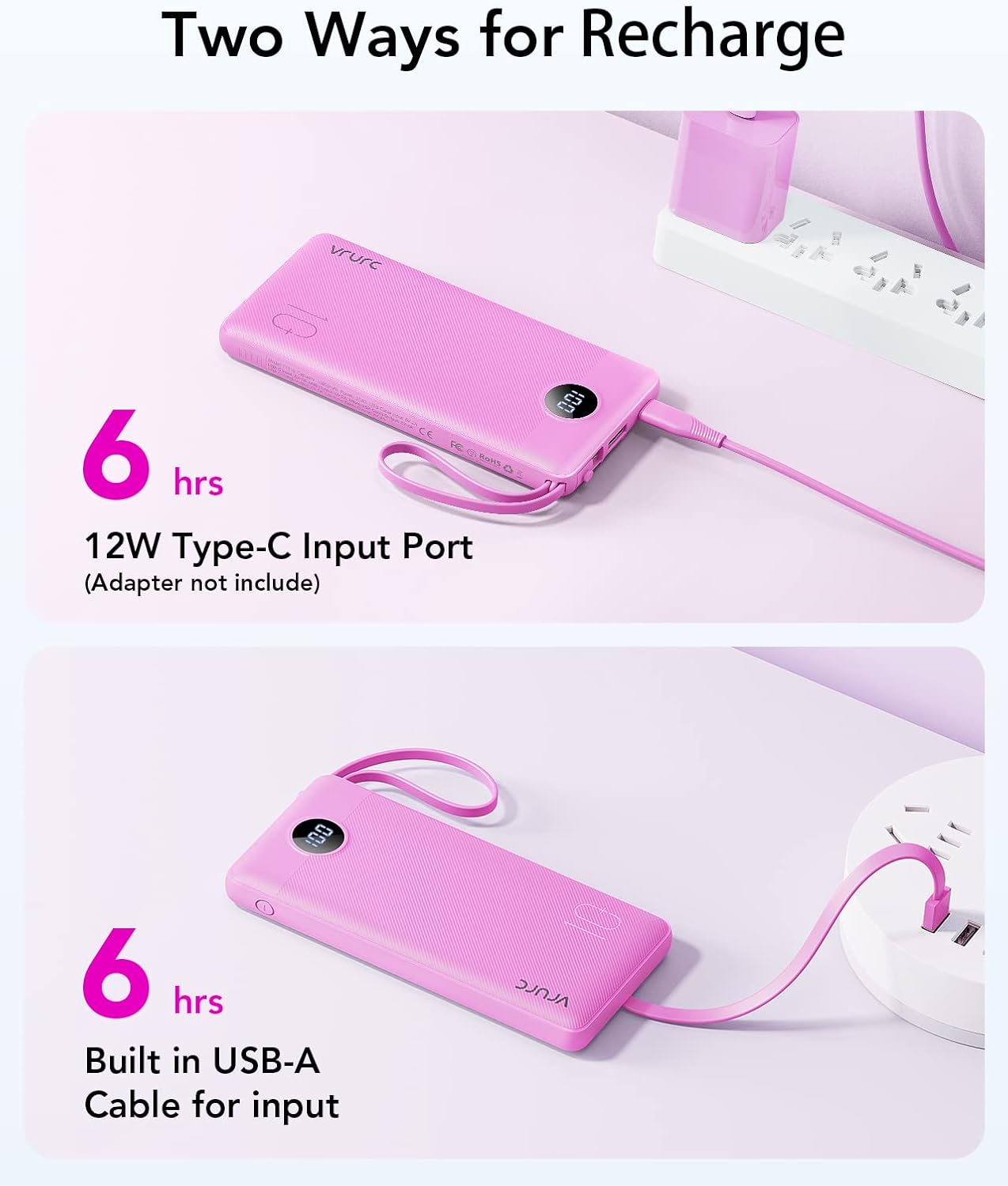 Detalle 2 de VRURC Portable Charger 10000mAh