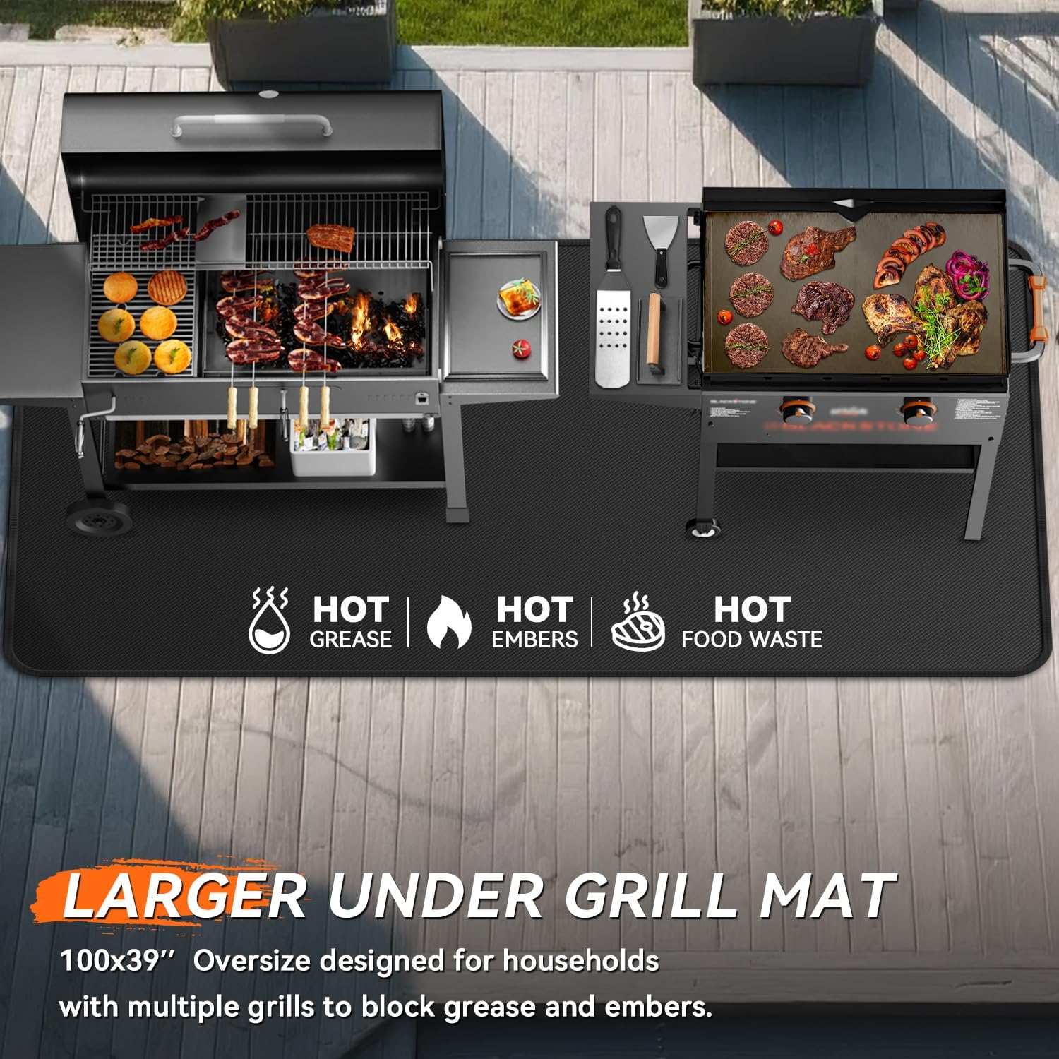 Detalle 2 de rumlick HDC-312 Extra-Large Grill Mat, 100 x 39 in, Double-Sided Fiberglass