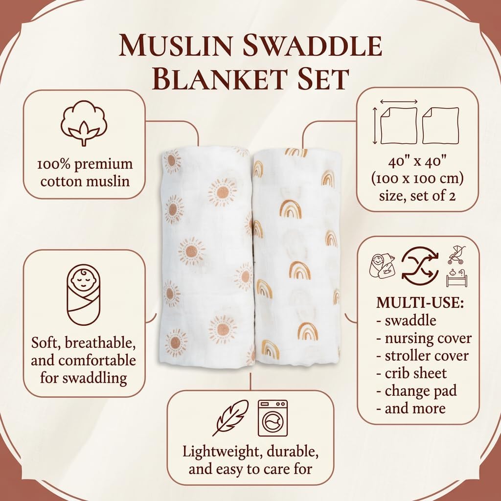 Detalle de Lulujo cotton muslin swaddle blankets