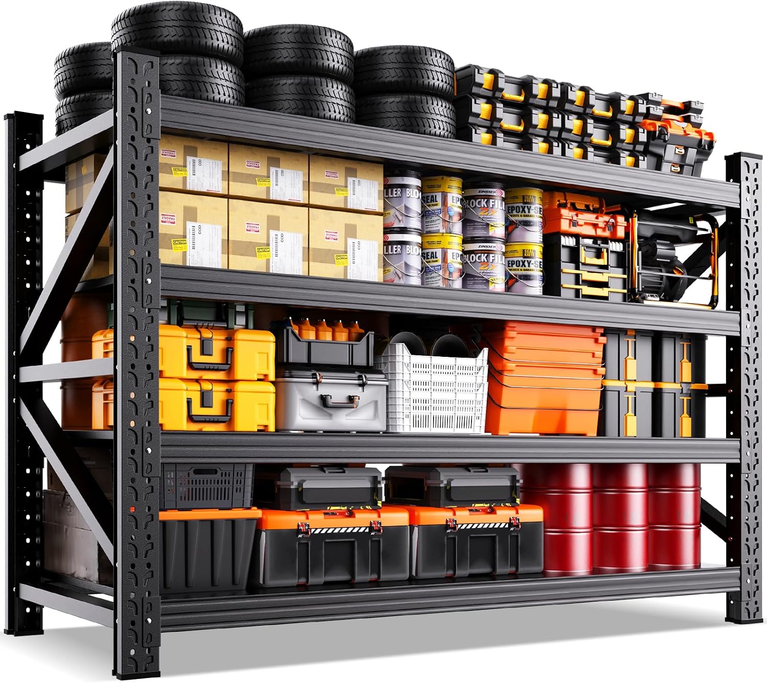 Detalle de CCIOBTE Garage Shelving 4-Tier Metal Rack, 5,000 lb Capacity, Adjustable