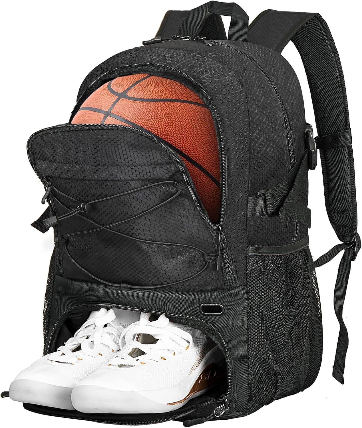 Detalle de Goloni Soccer Bag(23037)-Black 35L Basketball Backpack with Shoe and Ball Compartments