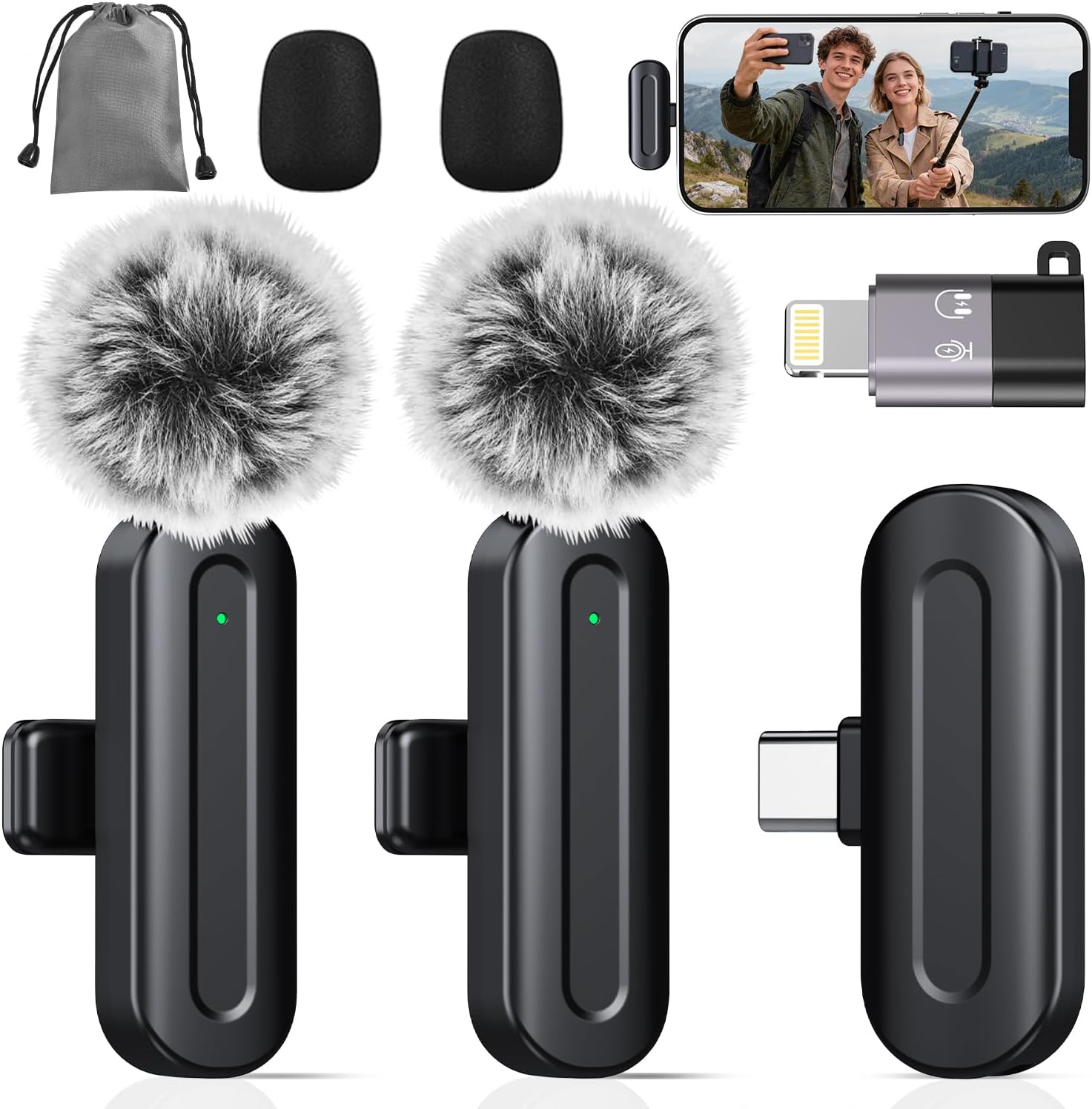Detalle de PQRQP Wireless Mini Microphone 2 Pack 🎤