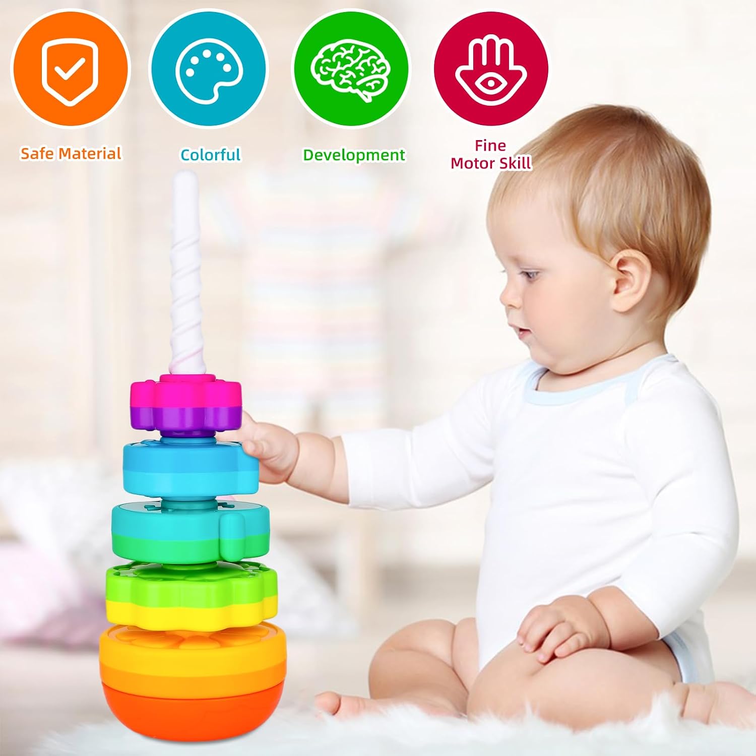 Thumbnail 4 de LBAIBB Spin Stack Toys for Kids Rainbow ABS Stack Toy