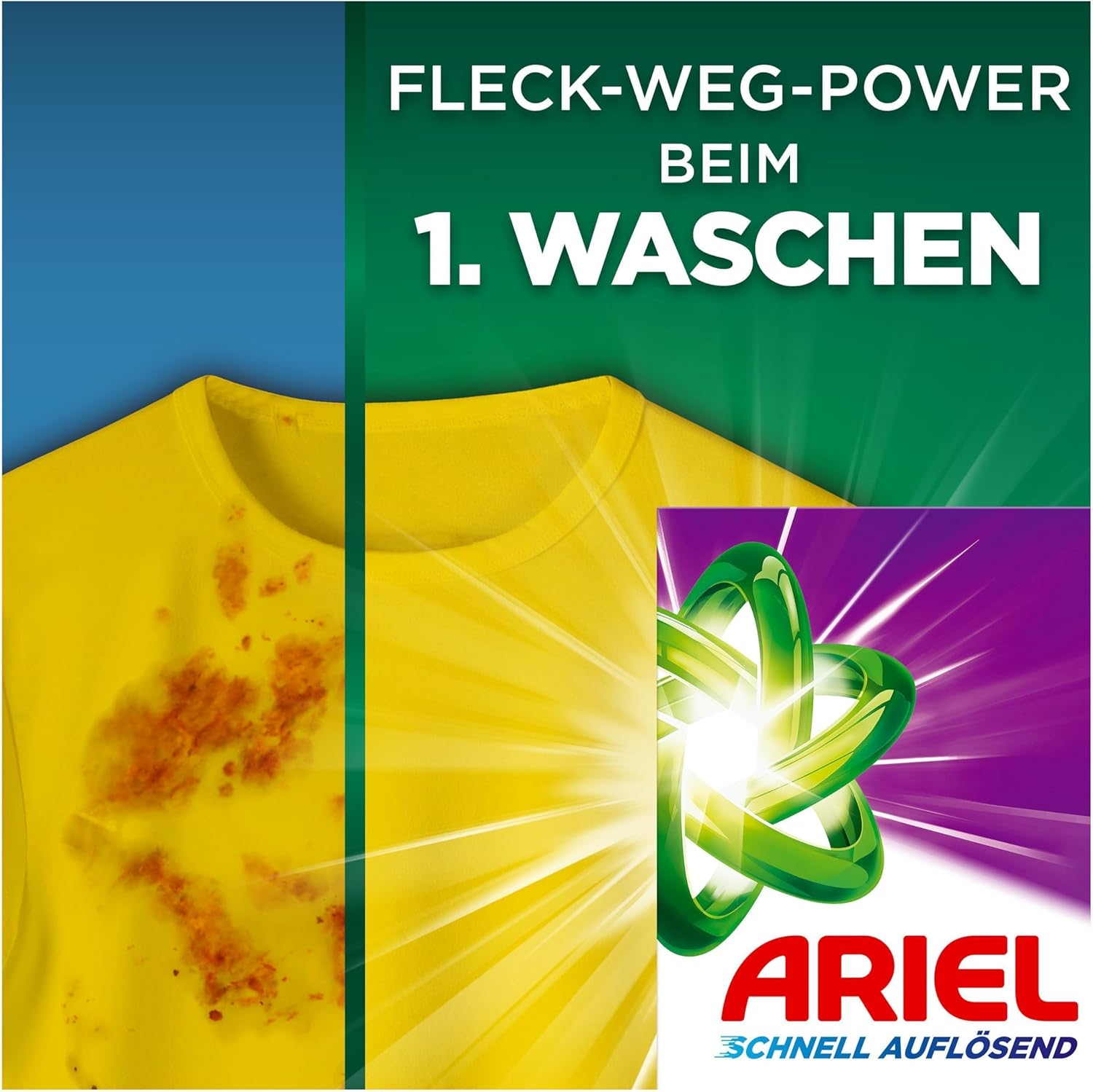 Detalle de Ariel Pulver Waschmittel Color+ – 72 Wäschen, Fleck-Weg-Power ab der 1. Wäsche