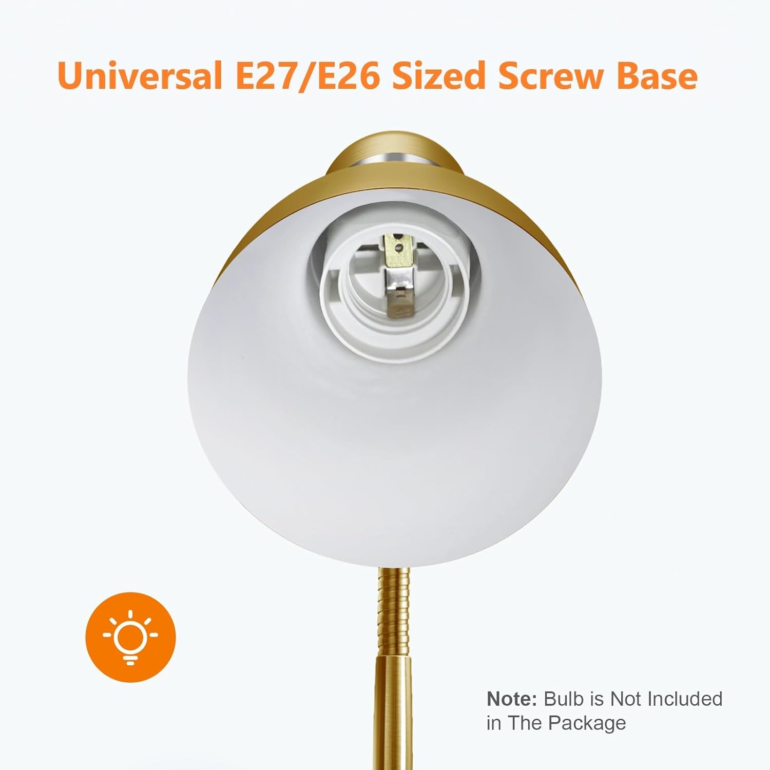 Thumbnail 5 de LEPOWER Metal Desk Lamp with Adjustable Goose Neck (Gold) – E27 table lamp for study, bedroom and office