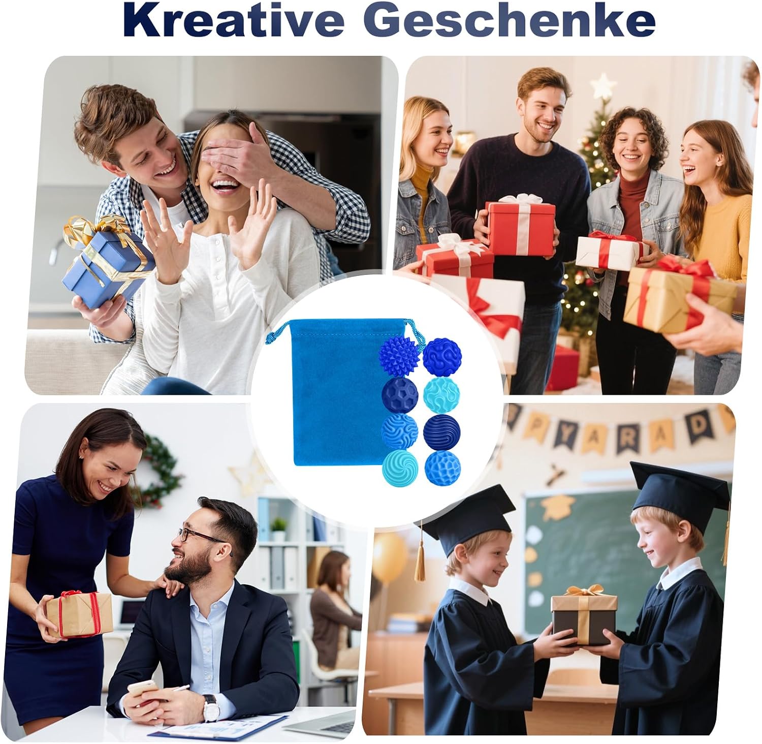 Thumbnail 6 de Zingbee 8er Magnetische Fidget Toys aus Silikon – Stressabbau mit magnetischen Kugeln (Blau)