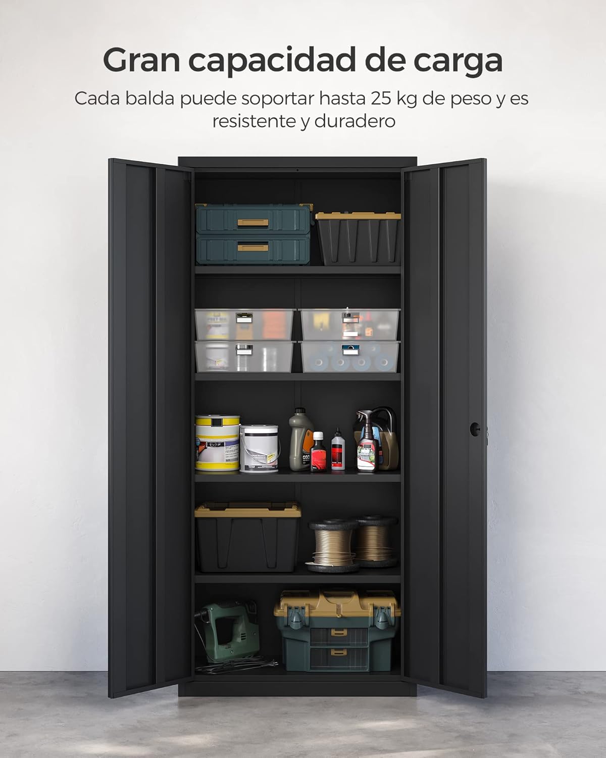 Thumbnail 4 de SONGMICS Gabinete Metal de Garaje 5 Estantes con Puertas 🛠