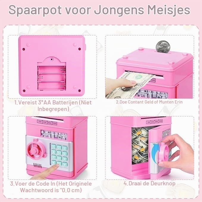Thumbnail 3 de Highttoy HU-XI-201 elektronische kinderspaarpot met wachtwoord, geldinvoer en muntgleuf