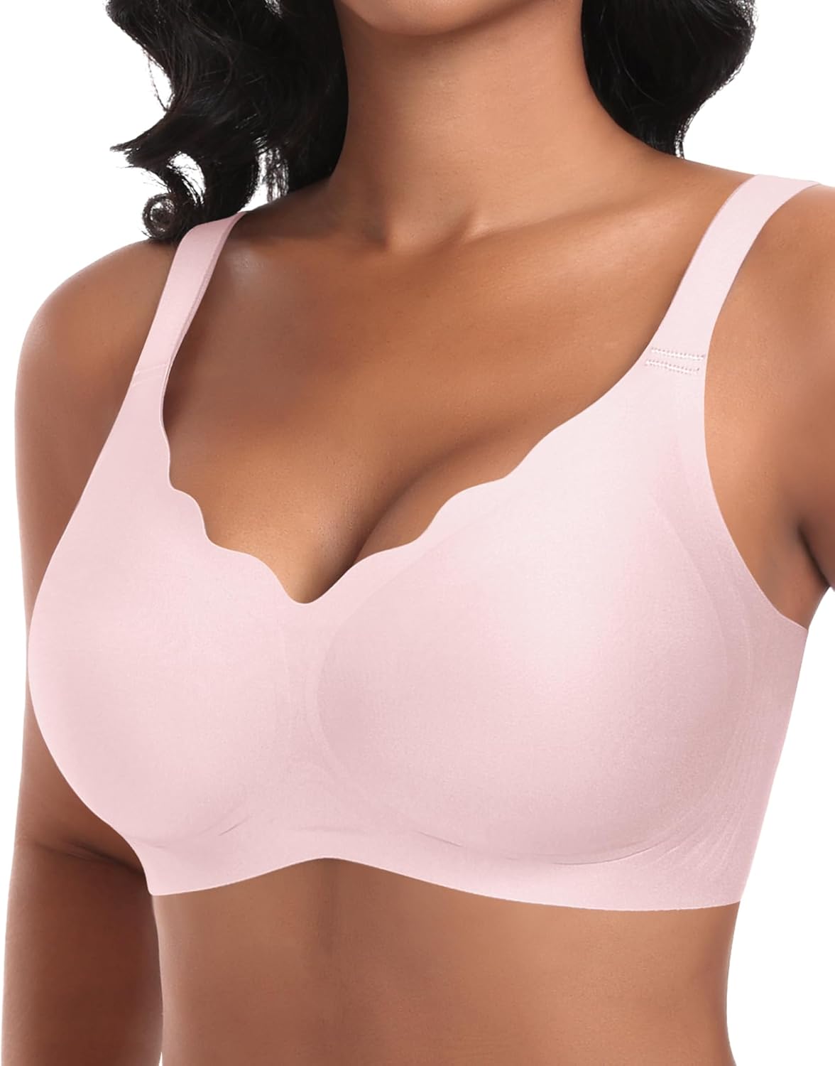 Detalle de Ganado Damen Nahtloser BH Ohne Bügel mit Tiefem V-Ausschnitt – Bralette, Bügellos, Soft