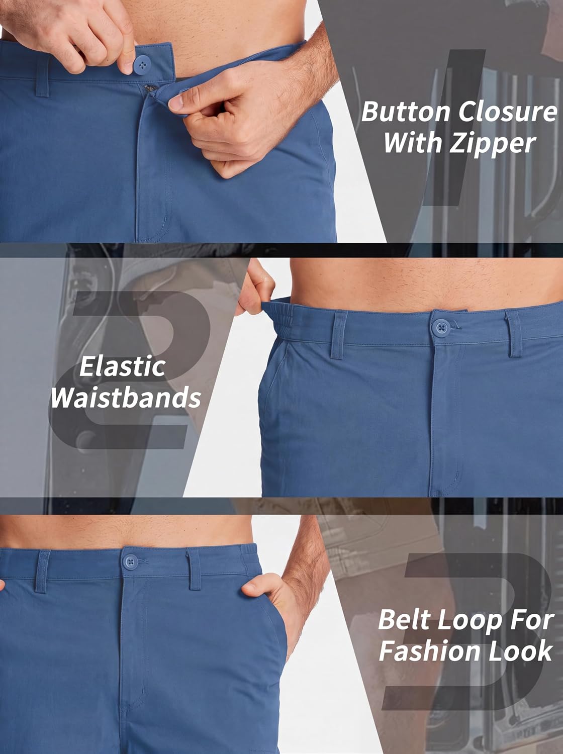 Thumbnail 4 de TACVASEN Men's Cargo Shorts with Elasticated Waist and 7 Pockets — Breathable Summer Work shorts