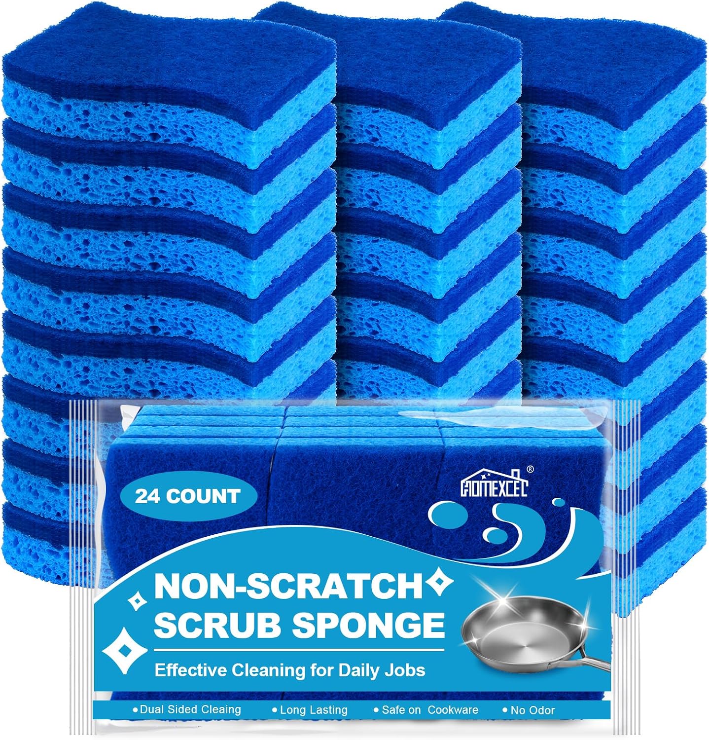 Detalle de HOMEXCEL All-Purpose Scrubbing Dish Wand, 24-Pack Dual-Sided Kitchen Sponges