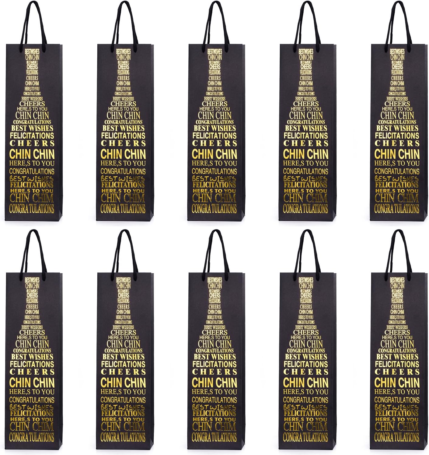 Detalle de 10 sacs à bouteilles en papier robuste pour vin, prosecco et champagne – félicitations II
