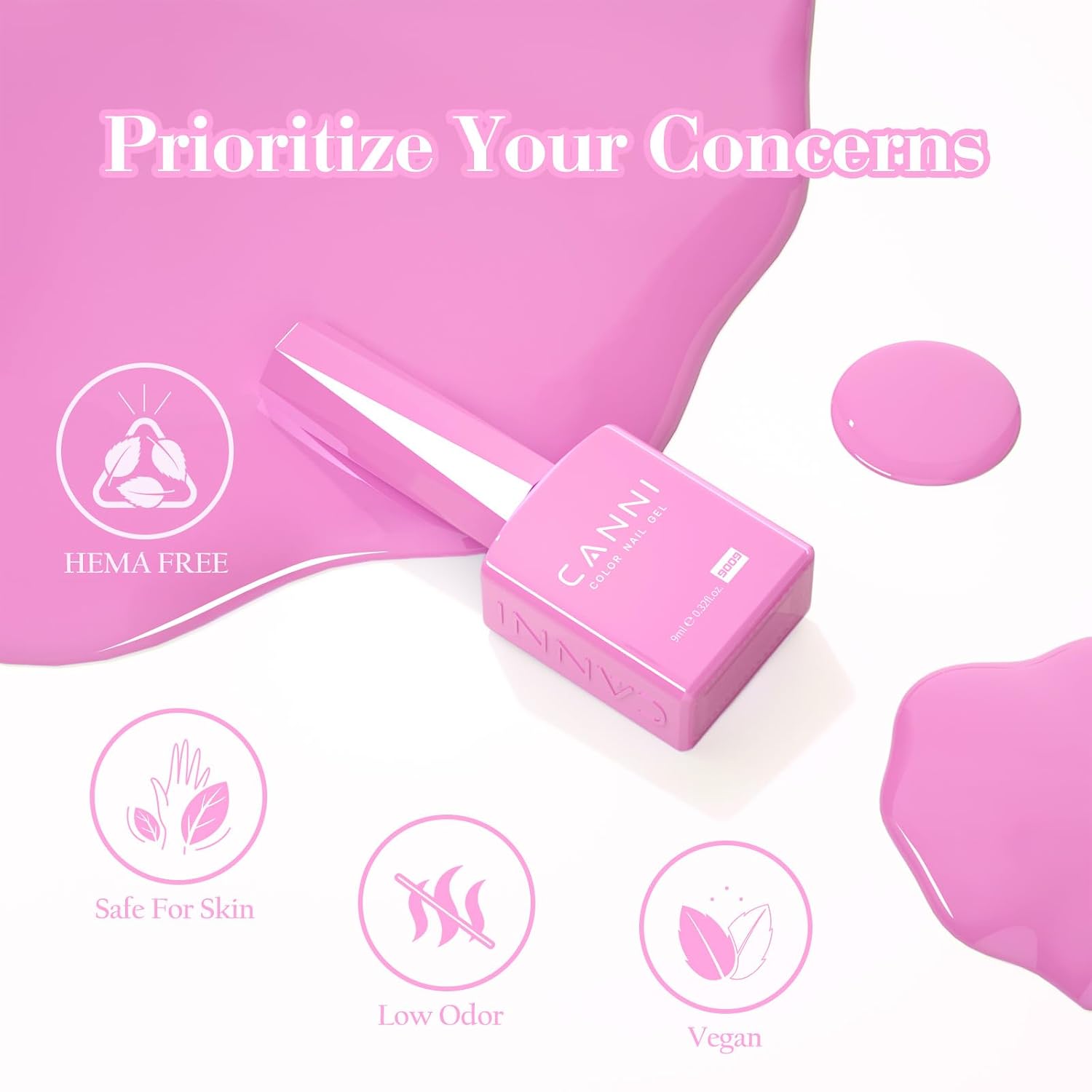 Detalle de CANNI Pink Gel Nail Polish Set (6 Soft Rose & Light Pink Shades) with 3D Crystal Labels