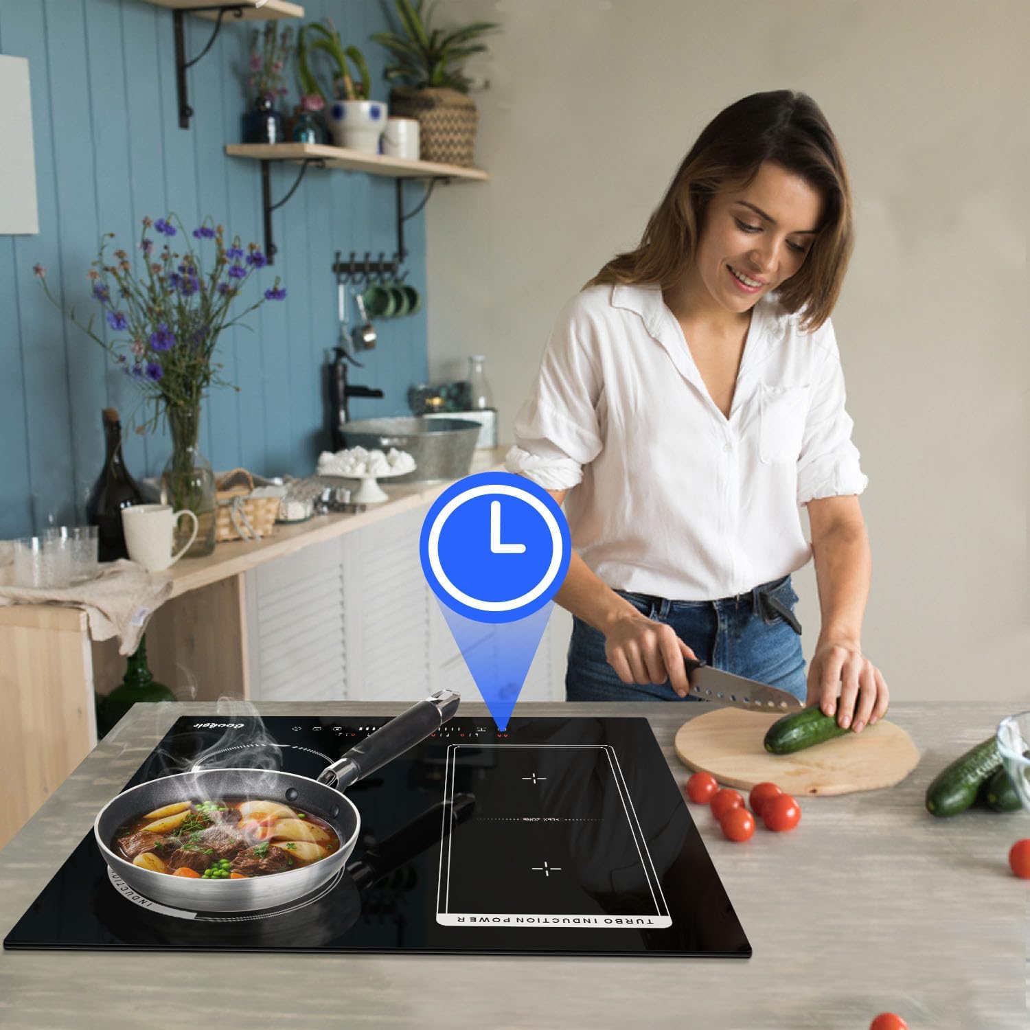 Thumbnail 6 de Cooksir Induktionskochfeld 59 cm, 4 Platten, Stecker, 3.500 W – Slider-Touch mit Kombizone