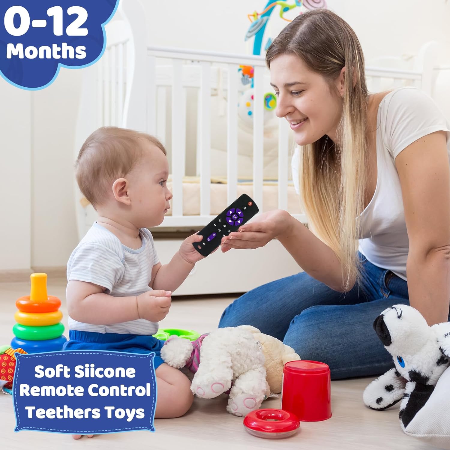 Detalle 2 de Zikenis Set da 2 massaggiagengive per neonati a forma di telecomando con catenella per ciuccio (0–12+ mesi) senza BPA