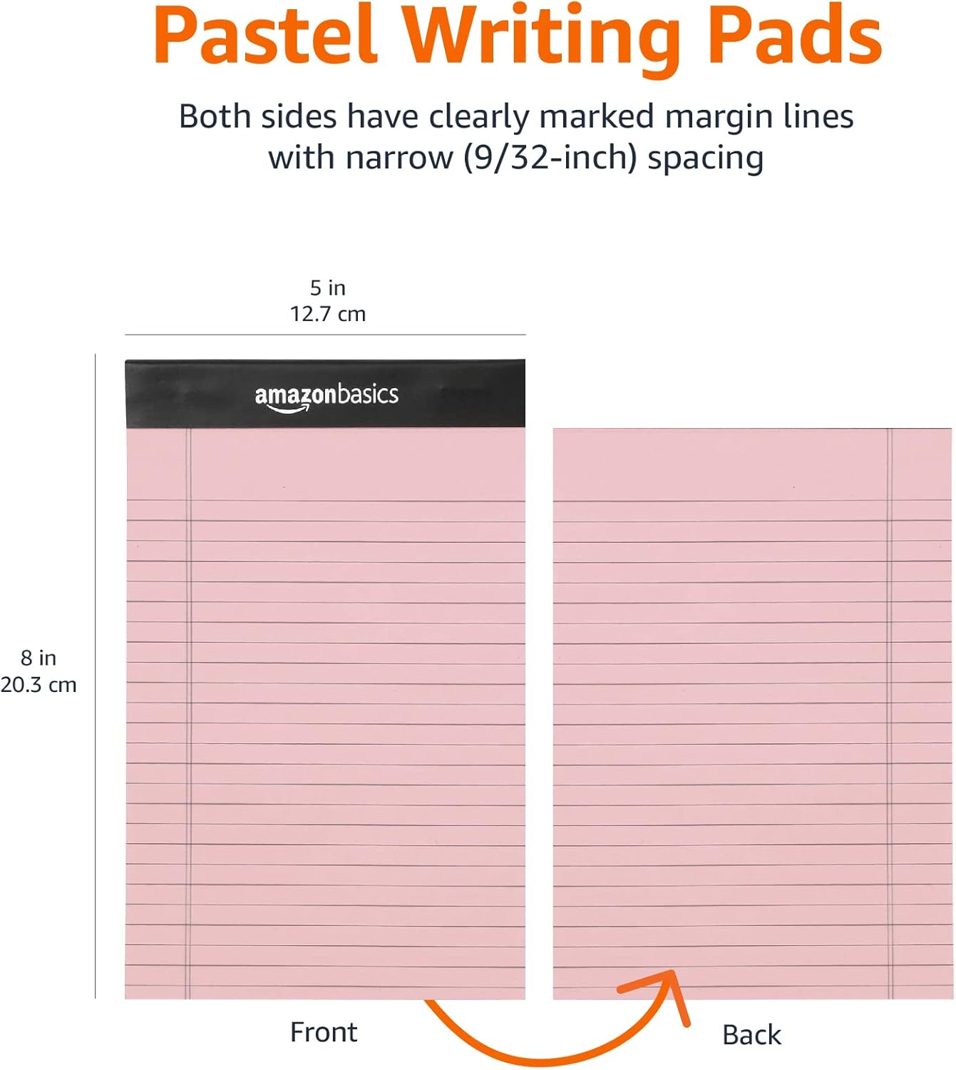 Detalle 2 de Amazon Basics Narrow Ruled Writing Pads, 5 x 8 inches, 6-Pack of 50 Sheets