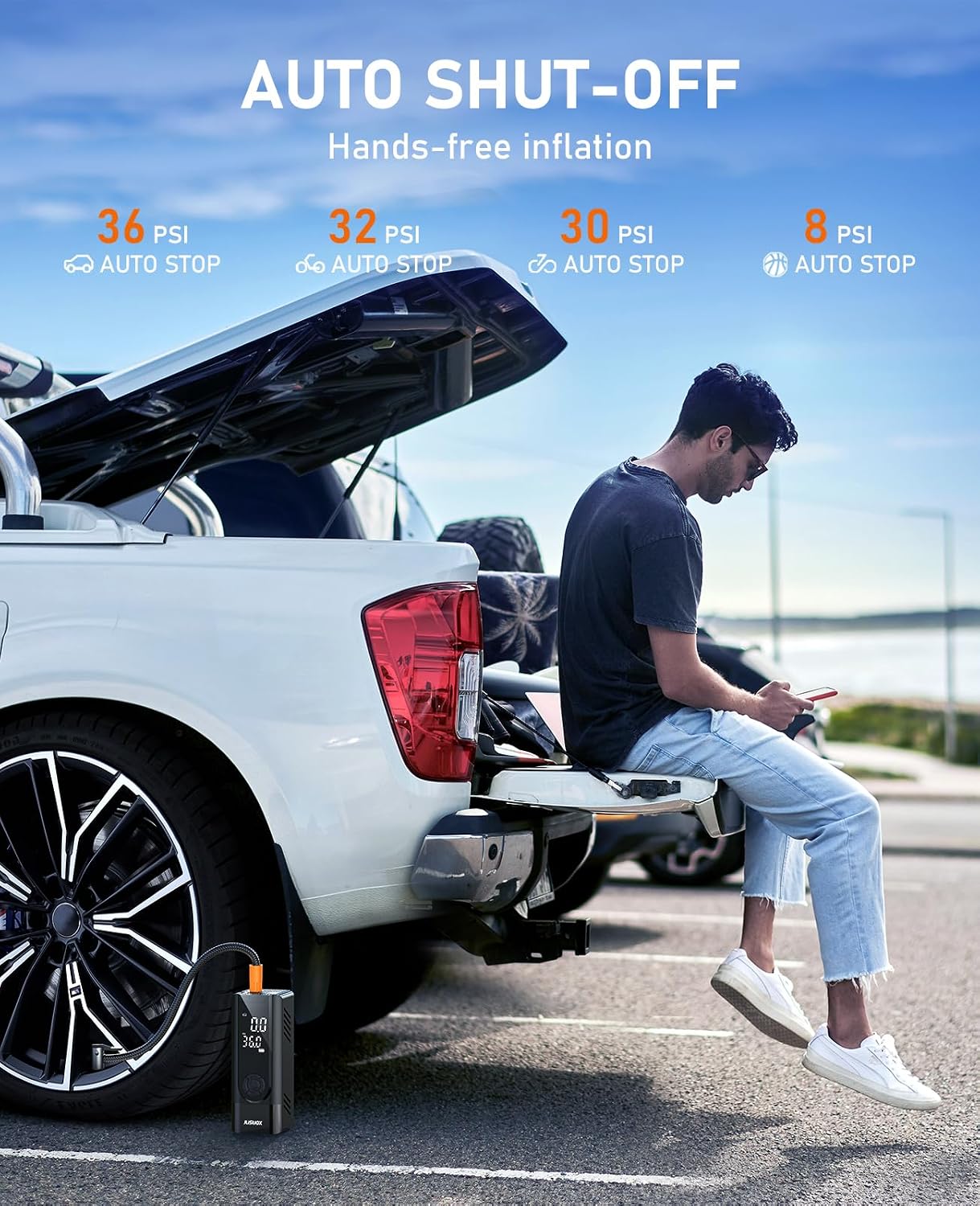 Thumbnail 4 de JUSUOX Portable Tire Inflator, 150 PSI Dual-Power Air Compressor