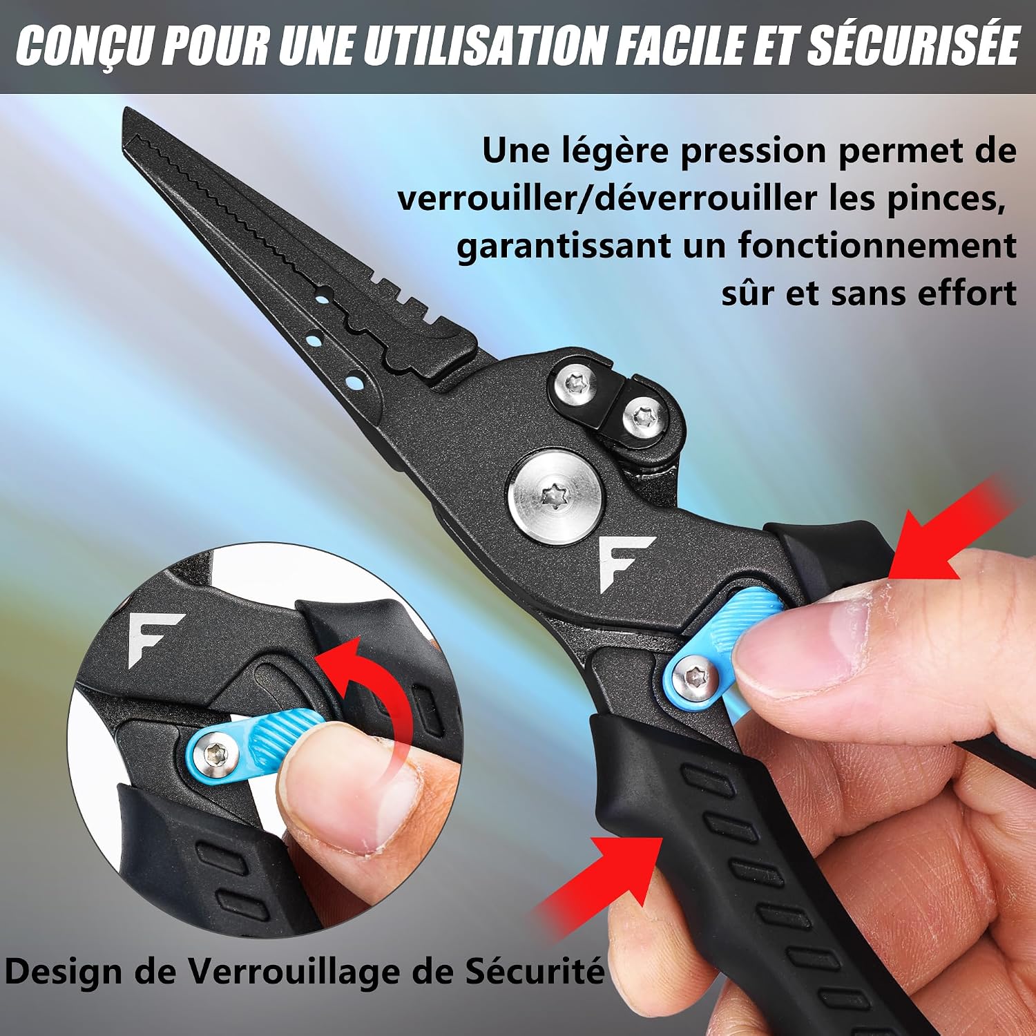 Detalle de FLISSA multifunctionele vistang van 19 cm met TPR-handgreep en veiligheidsslot