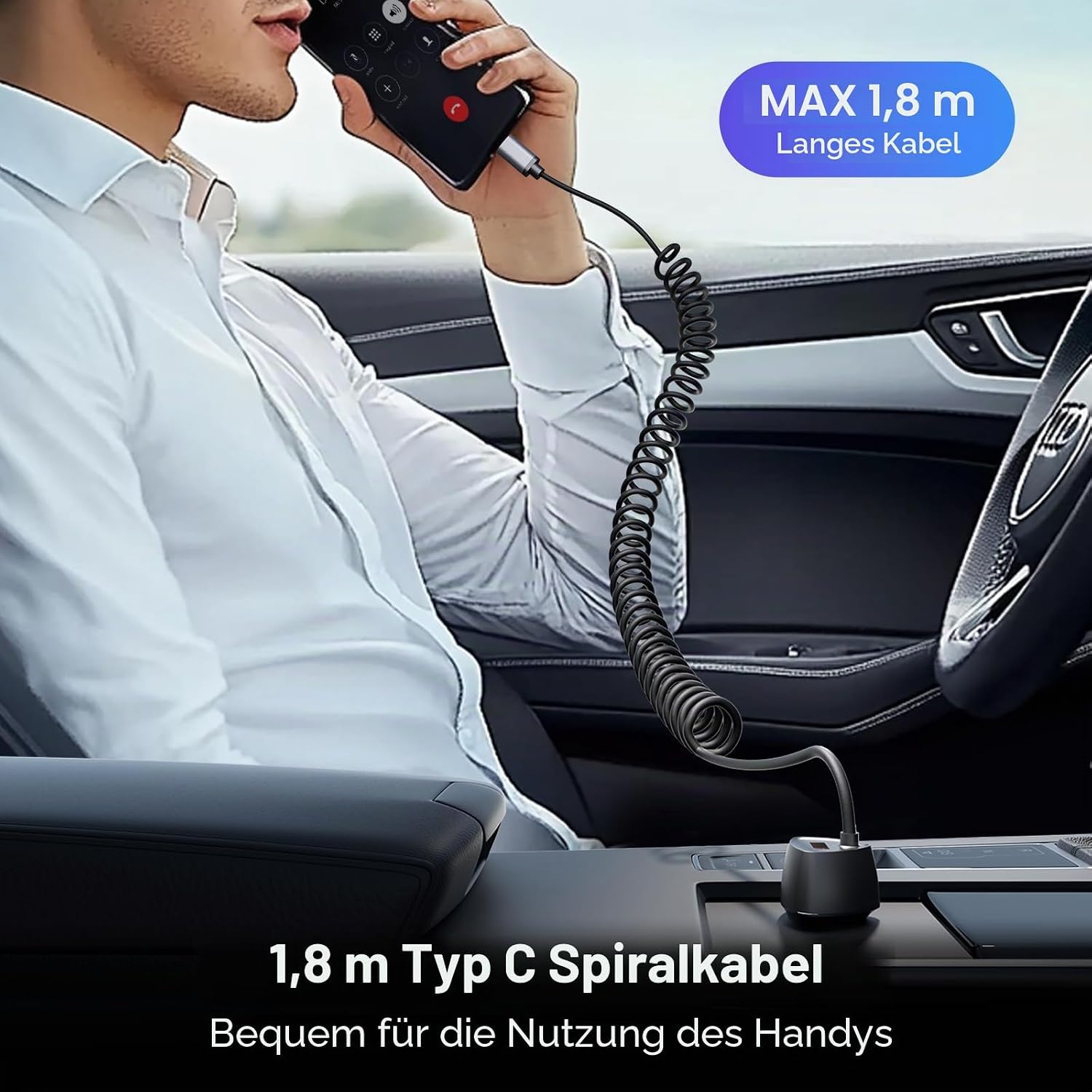 Detalle de SUNDAREE Auto-Ladegerät USB-C Kabel 90W – Schnellladen für 12V/24V Fahrzeuge