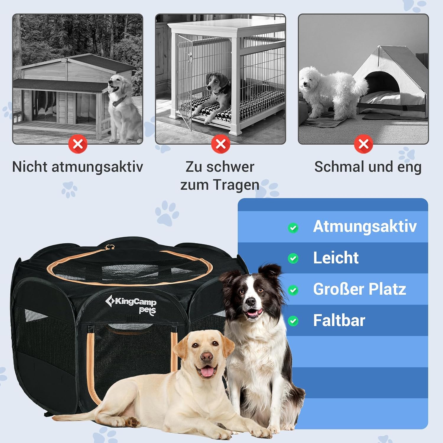 Detalle 2 de KingCamp Welpenlaufstall 91 cm – Stabiler, faltbarer Hundelaufstall für Wohnung & Outdoor