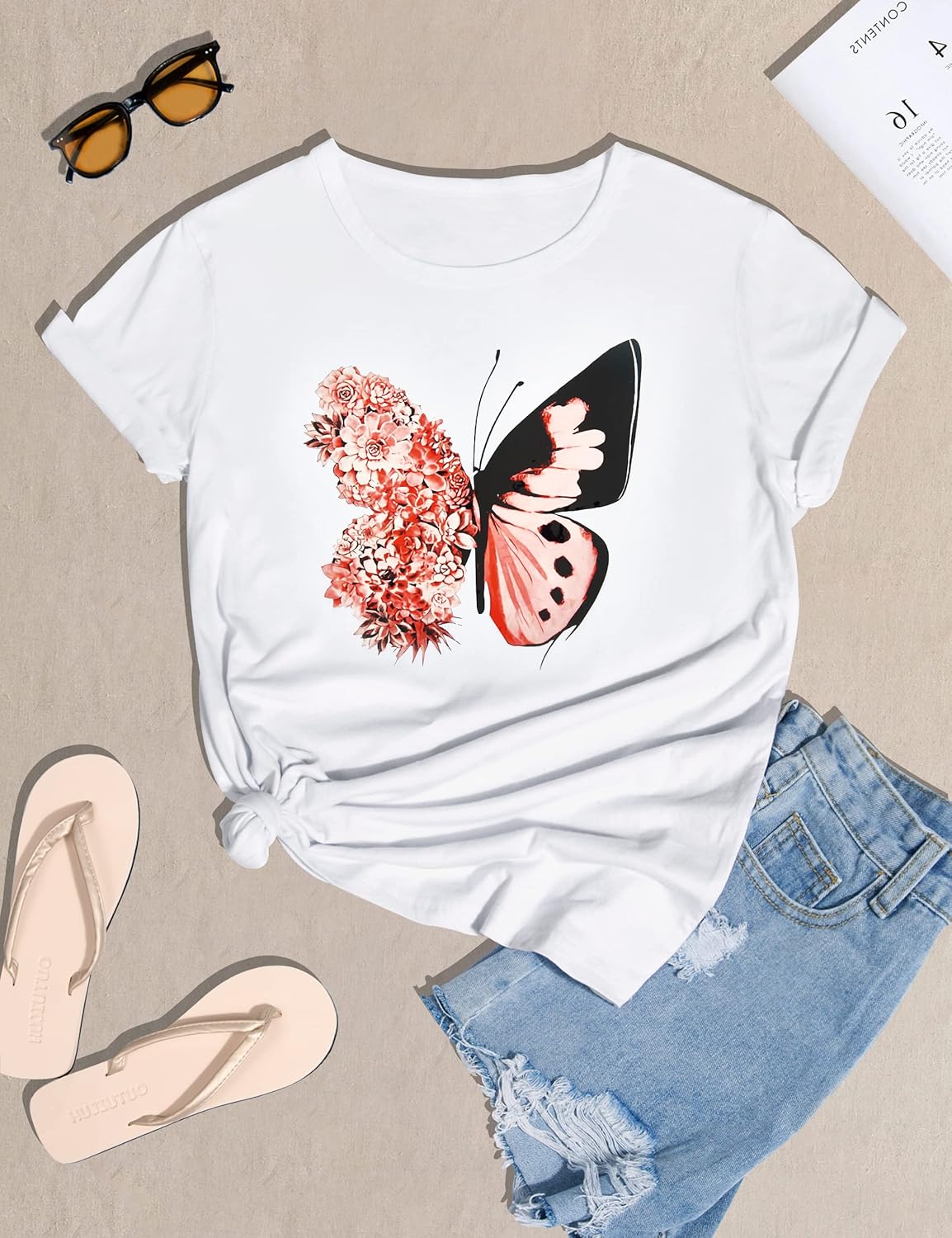 Detalle de heekpek T Shirt Donna Manica Corta Bianca Cotone – Stampa Estiva e Comfort quotidiano