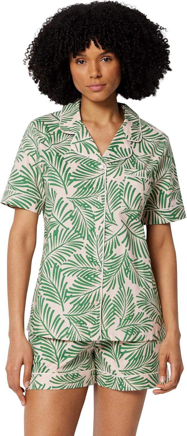 Thumbnail 6 de Amazon Essentials Damen Schlafanzug aus Baumwoll-Stretch-Popeline – Kurzarm mit Shorts